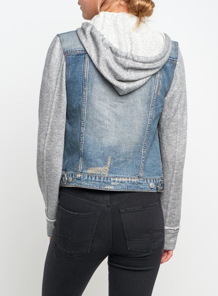 Jacket - Silver Jeans Denim Hoodie Jacket