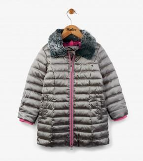 Jacket - Hatley Kids Quilted Taffeta Faux Fur Collar Coat