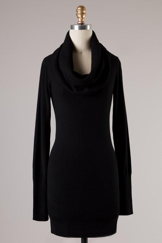 Sweater - Turtle Neck Long Sleeve Ribbed Knit Tunic