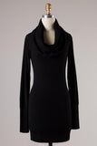 Sweater - Turtle Neck Long Sleeve Ribbed Knit Tunic