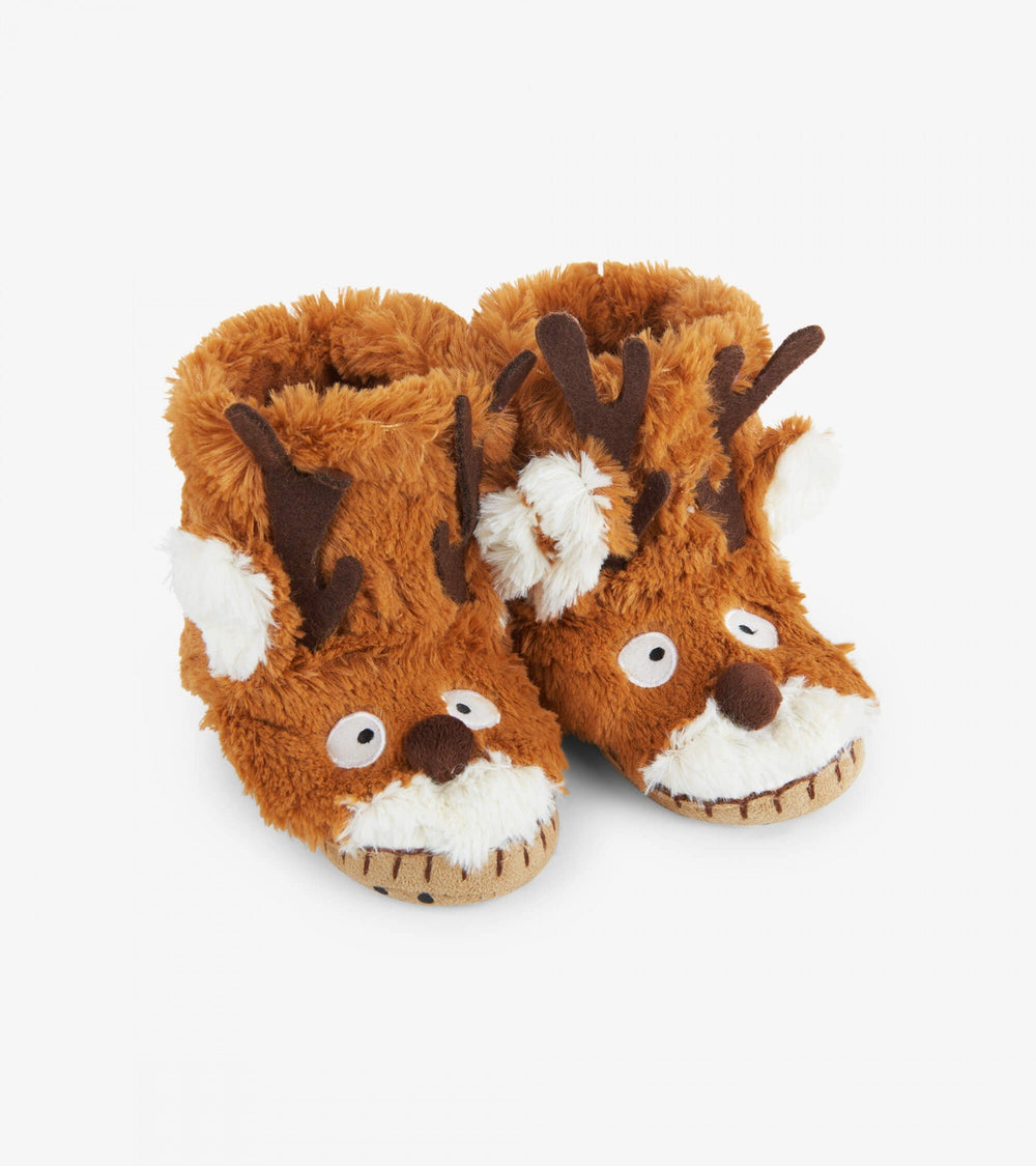 Accessory - Hatley Kids Brown Reindeer Fuzzy Slouch Slippers