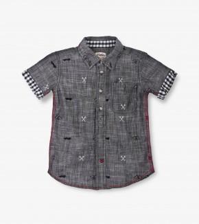 Top - Hatley Boys Motor Oil Chambray Short Sleeve Shirt