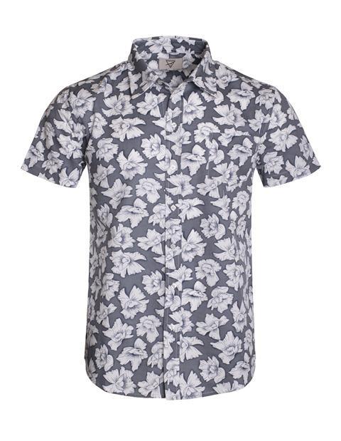 Top - Short Sleeve Floral Button Down Shirt