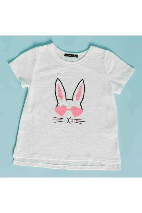 Top - Kids Short Sleeve Round Neck Bunny Tee