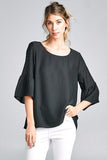 Top - Solid 3/4 Bell Sleeve Top