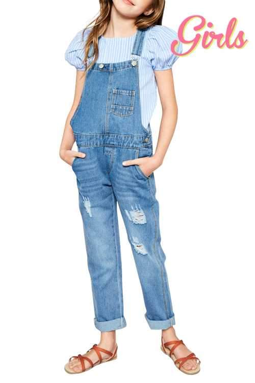 Overalls - Distressed Denim Overalls