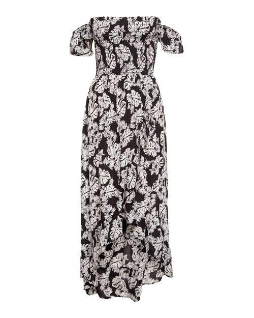 Dress - Dex Off Shoulder Crossover Leaf Print Dress