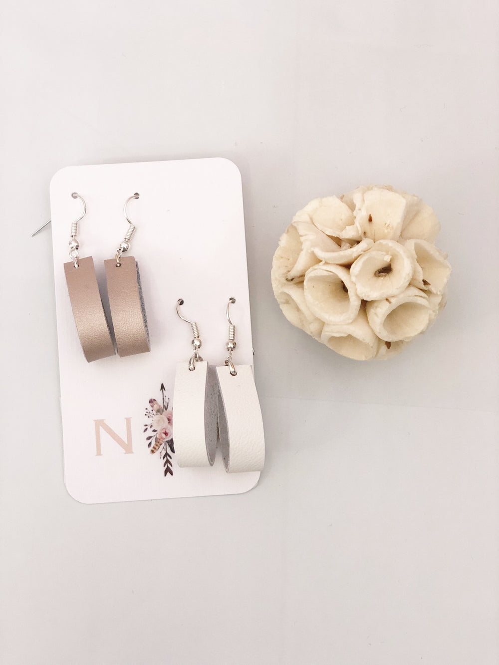 Accessory - Nickel & Vine Mini Tulip 2 Piece Leather Earring Set