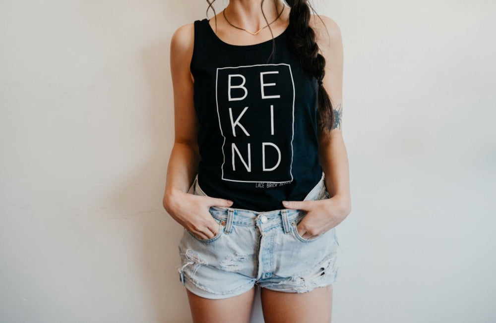 Top - Lace Brick Design Be Kind Tank