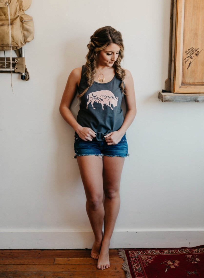 Top - Lace Brick Design Buffalo Tank