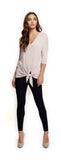 Top - Dex 3/4 Sleeve V-Neck Side Tie Top