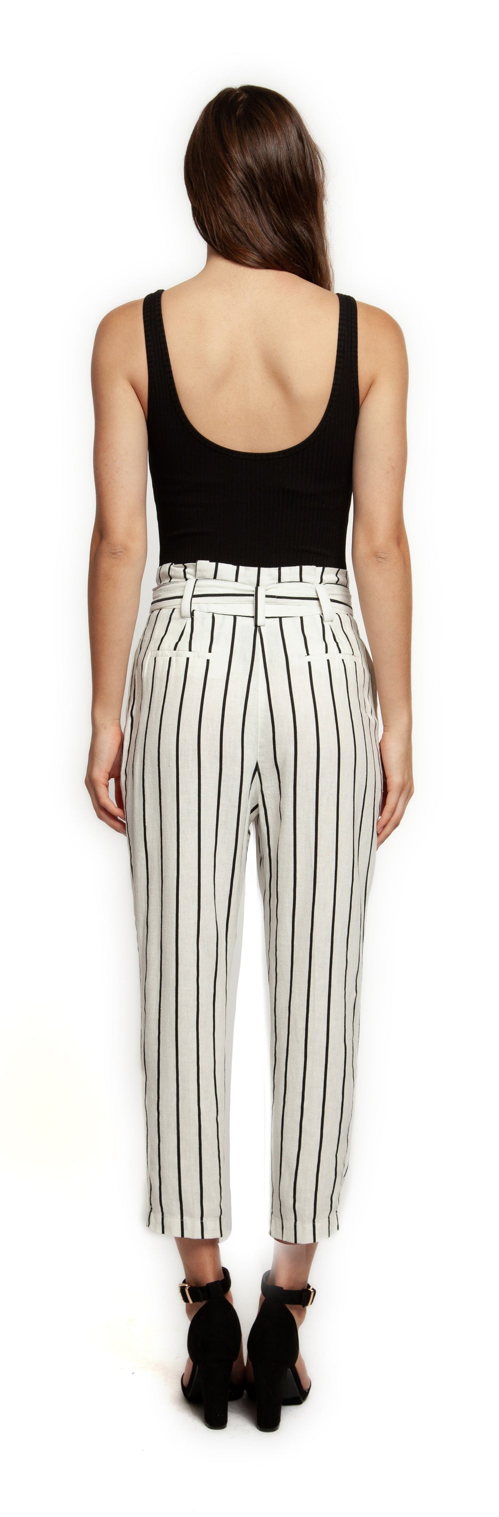 Pants  - Dex Paper Bag Self Tie Striped Pants
