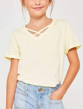 Top - Kids Solid Front Straps Detail Top