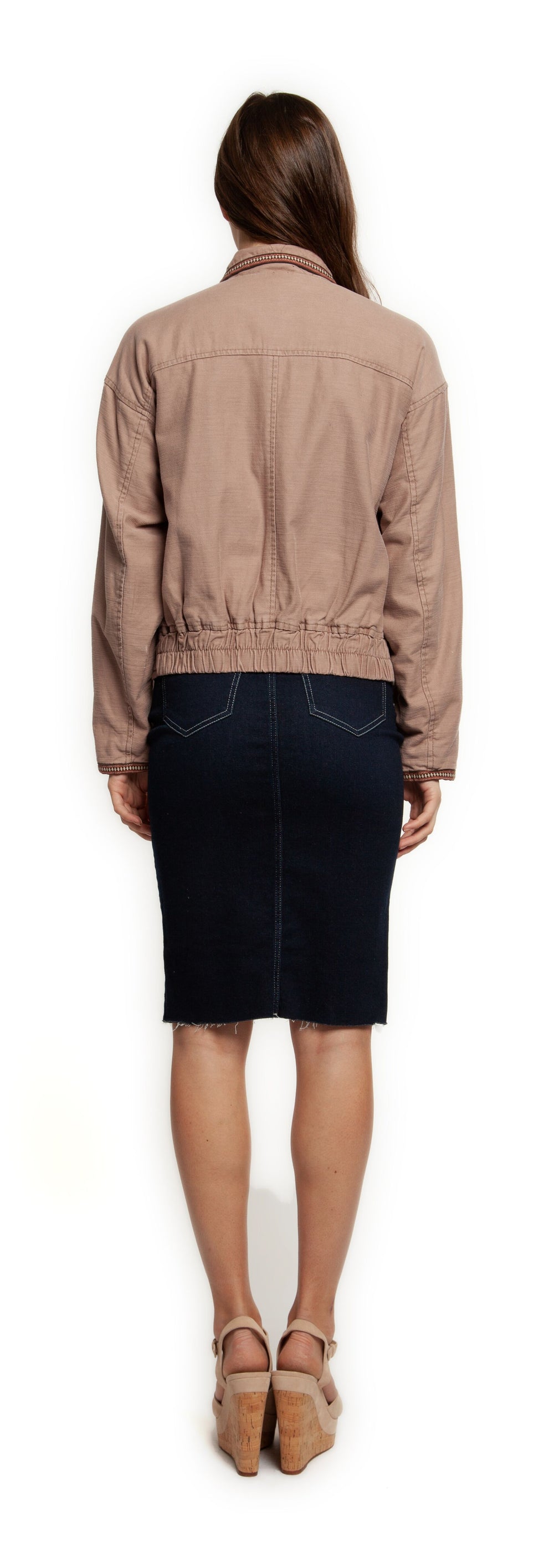 Top - Dex Oversize Applique Contrast Tape Patch Pocket Jacket