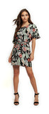 Dress - Dex Short Sleeve Scoop Neck Tropical Dress