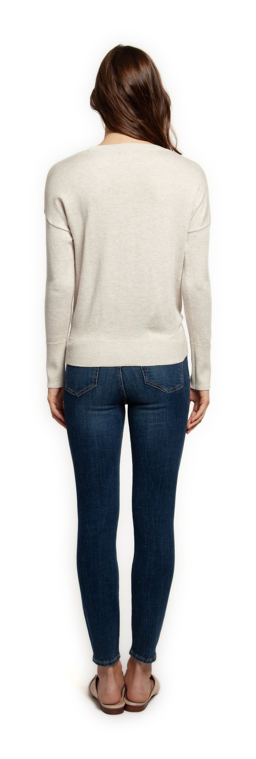 Top - Dex Long Sleeve Scoop Neck Front Tie Sweater
