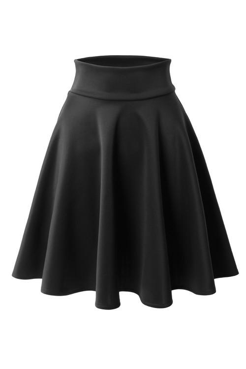 Skirt - Elastic Waist Flared Skater Skirt