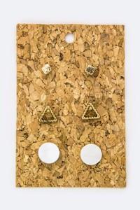 Accessory - Metal Stud Earrings Set
