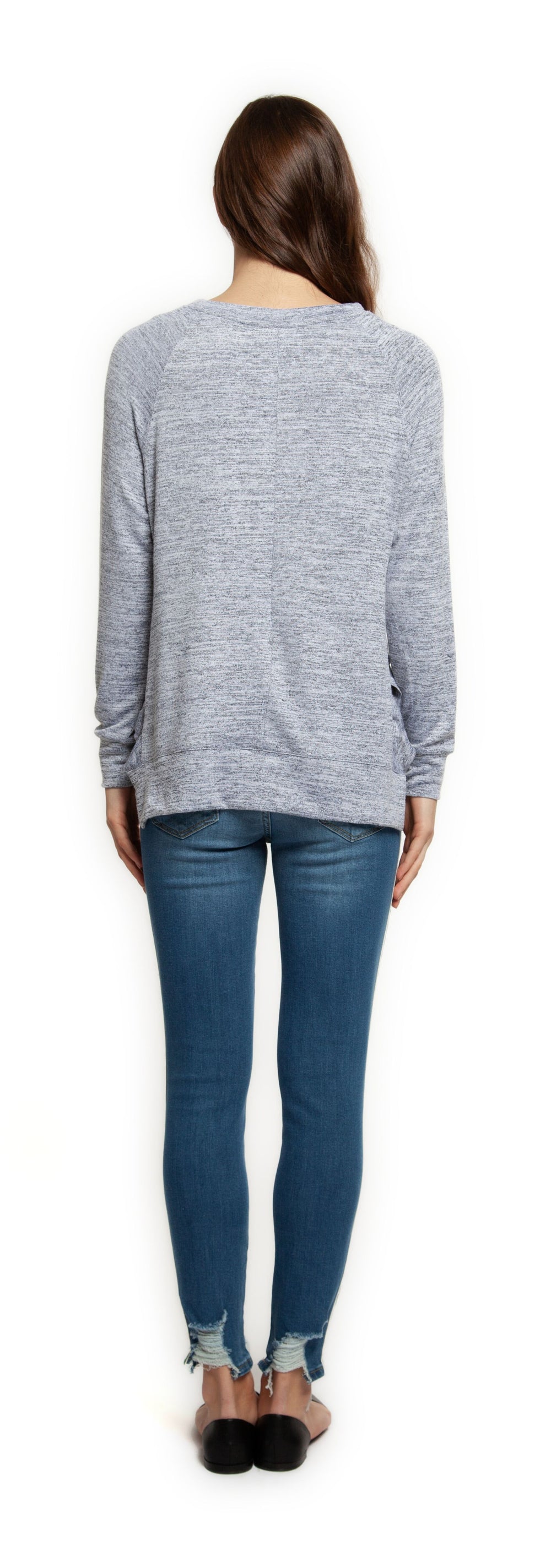 Top - Dex Long Sleeve Scoop Neck Ruffle Pullover