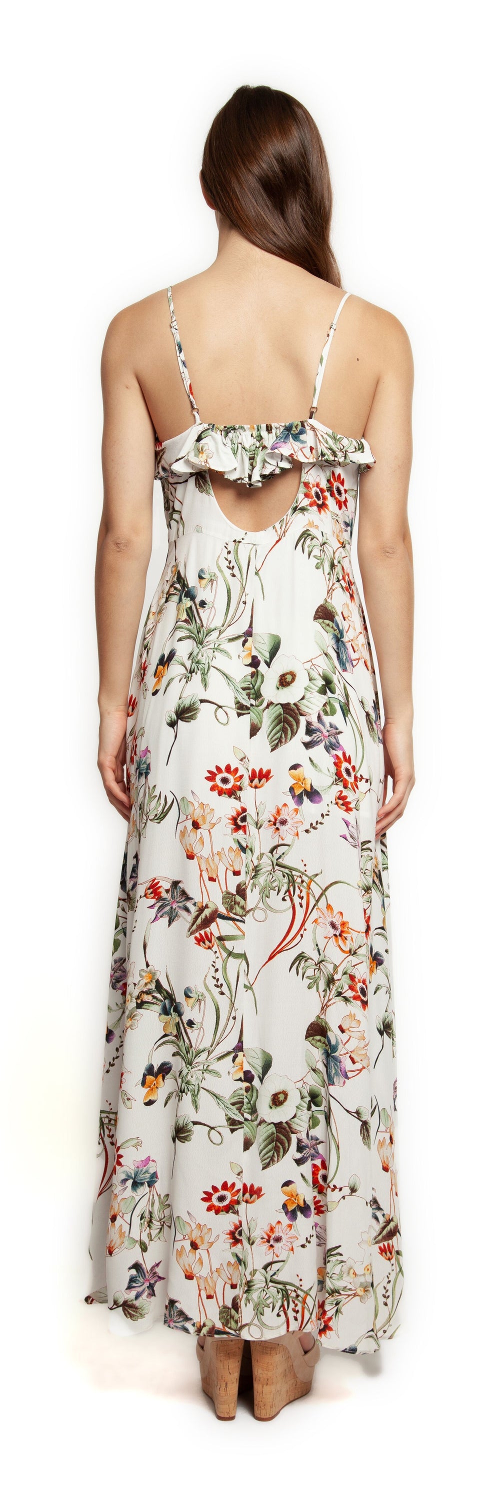 Dress - Dex Spaghetti Strap Pansy Floral Maxi Dress