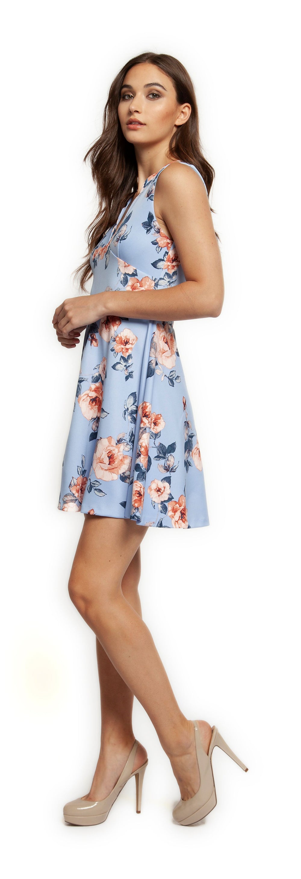 Dress - Dex Sleeveless V-Neck Floral A-Line Dress